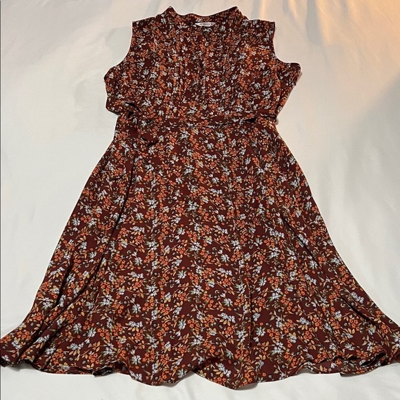 Nanette Lepore Dresses & Skirts - Nanette Lepore Brown Floral Print Sleeveless Dress with Lining & Belted Waist
